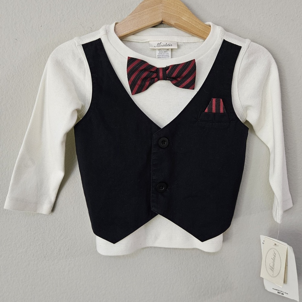 Miniclasix Boys 12mo Tux SUIT Shirt Vest Set Casual Formal‎ NEW